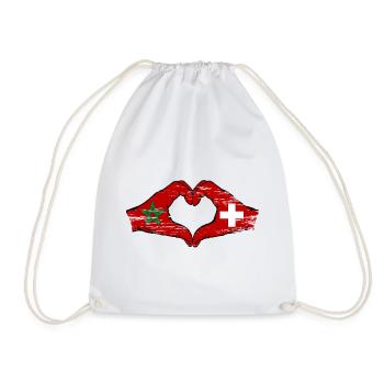 Maroc Suisse Drapeau Mains Coeur Forme Utilisé - Sac de sport léger - blanc - Devant