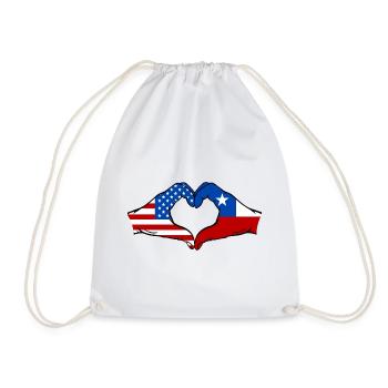États-Unis Drapeau du Chili main coeur forme - Sac de sport léger - blanc - Devant