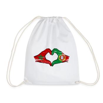 Maroc Portugal drapeau mains forme coeur utilisé - Sac de sport léger - blanc - Devant