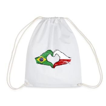 Brasilien Polen Flagge Haende Herzform used - Turnbeutel - Weiß - Vorne