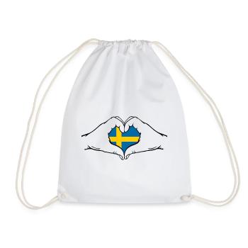 Drapeau de la Suède Coeur - Sac de sport léger - blanc - Devant
