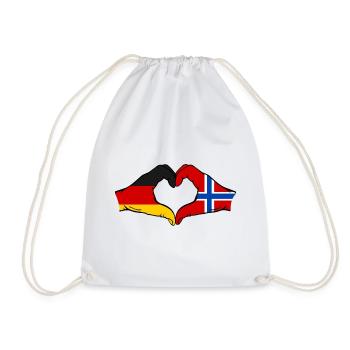 Germany Norway Flag Hands Heart Shape - Drawstring Bag - white - Front