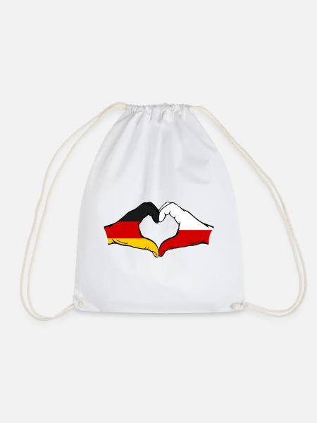 Deutschland Polen Flagge Hände Herzform - Turnbeutel - Weiß