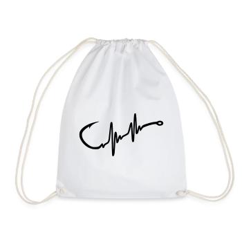 Fishing Hook Heartbeat - Drawstring Bag - white - Front
