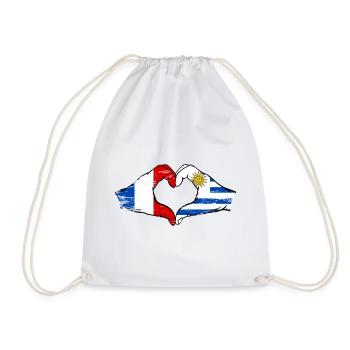 France Uruguay Drapeau Mains Coeur Utilisé - Sac de sport léger - blanc - Devant