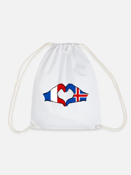 Frankreich Island Flagge Hände Herzform - Turnbeutel - Weiß