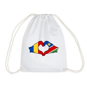 Rumänien Namibia Flagge Hände Herzform - Turnbeutel - Weiß - Vorne