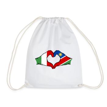 Italy Namibia Flag Hands Heart Shape - Drawstring Bag - white - Front