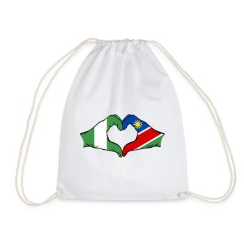 Drapeau du Nigéria et de la Namibie, mains en forme de cœur - Sac de sport léger - blanc - Devant
