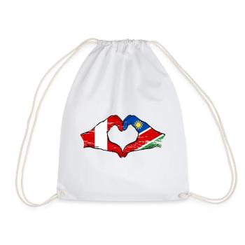 Peru Namibia flag heart used - Drawstring Bag - white - Front