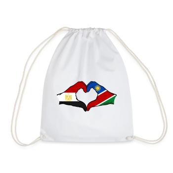 Ägypten_Namibia_Flagge_Haende_Herzform - Turnbeutel - Weiß - Vorne