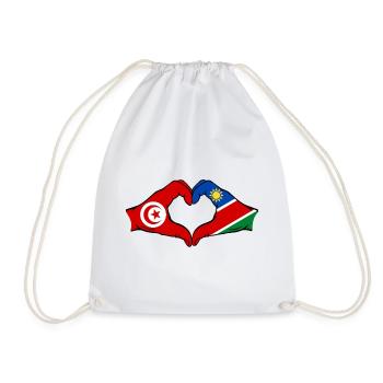 Tunisia Namibia Flag Hands Heart Shape Used - Drawstring Bag - white - Front