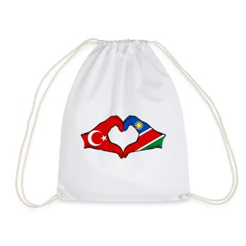 Türkiye Namibia flag hands heart shape - Drawstring Bag - white - Front