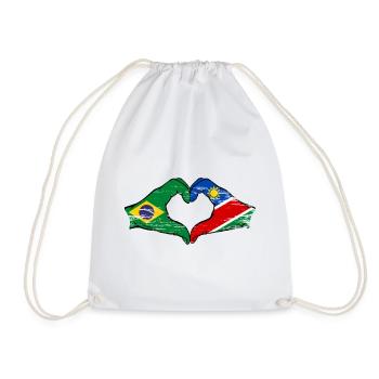 Brésil Namibie drapeau mains forme coeur - Sac de sport léger - blanc - Devant