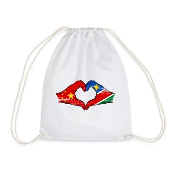 China Namibia Flag Hands Heart Shape - Drawstring Bag - white - Front