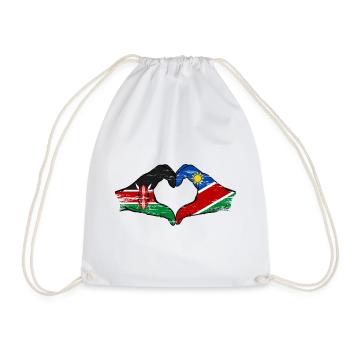 Kenya Namibia Flag Hands Heart Shape used - Drawstring Bag - white - Front