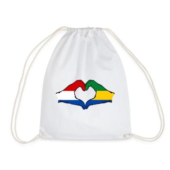 Holland Gabon Flag Hands Heart Shape - Drawstring Bag - white - Front