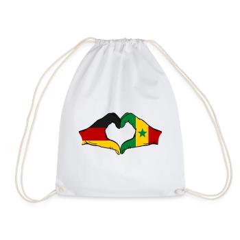 Drapeau de l'Allemagne et du Sénégal en forme de cœur - Sac de sport léger - blanc - Devant