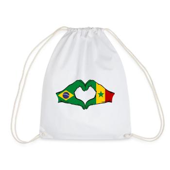 Brésil Sénégal Drapeau Mains Coeur Forme - Sac de sport léger - blanc - Devant