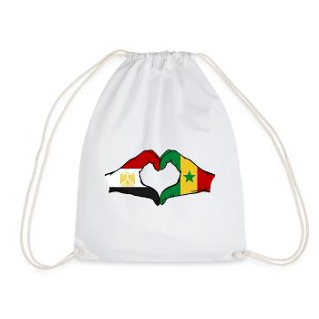 Heart of Egypt and Senegal Flags - Drawstring Bag - white - Front