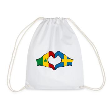 Drapeau du Sénégal Suède Mains Forme de cœur - Sac de sport léger - blanc - Devant