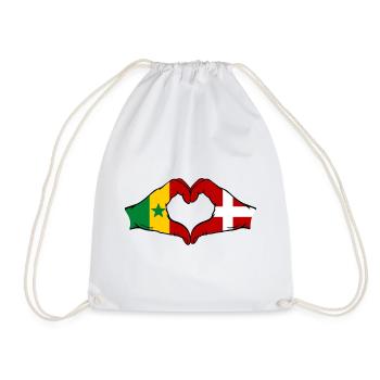 Drapeau du Sénégal Danemark Mains en forme de cœur - Sac de sport léger - blanc - Devant