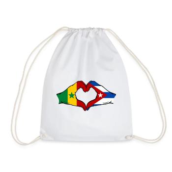 Sénégal Cuba Drapeau Mains Coeur Forme - Sac de sport léger - blanc - Devant