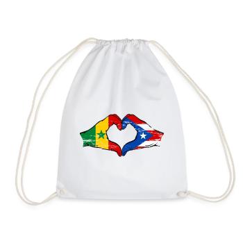 Senegal Puerto Rico Flagge Hände Herzform used - Turnbeutel - Weiß - Vorne