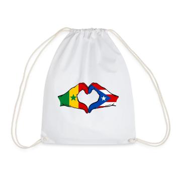 Senegal Puerto Rico Flagge Hände Herzform used - Turnbeutel - Weiß - Vorne