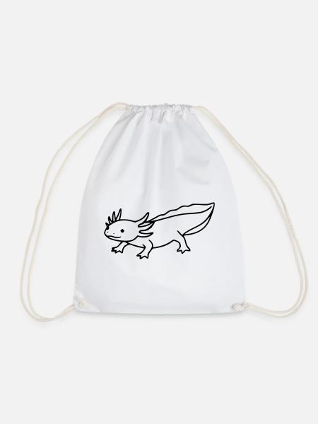 Axolotl Strichzeichnung | Minimalistischer Lurch - Turnbeutel - Weiß