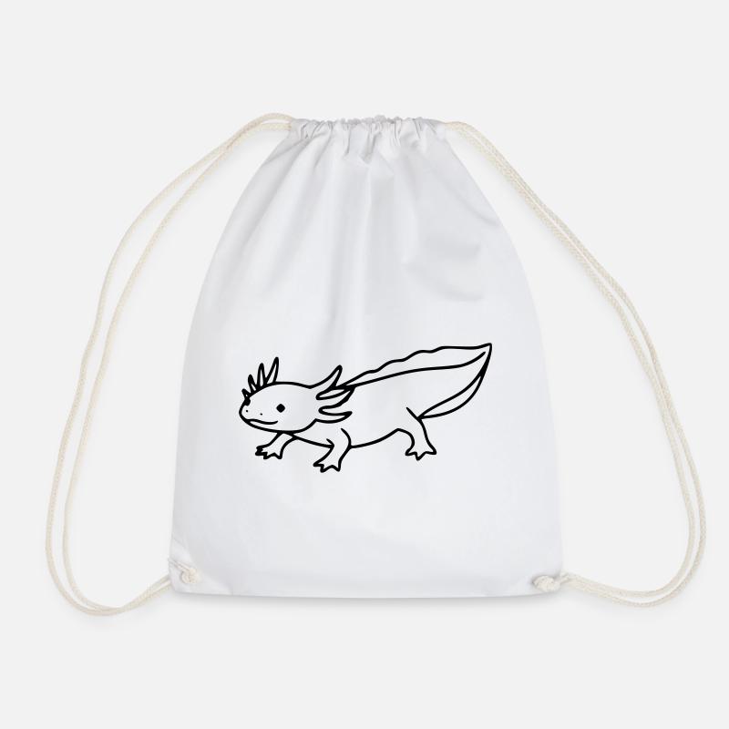 Axolotl Strichzeichnung | Minimalistischer Lurch - Turnbeutel - Weiß
