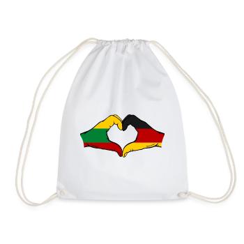 Lithuania Germany Flag Hands Heart Shape - Drawstring Bag - white - Front