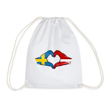 Suède Lettonie drapeau coeur utilisé - Sac de sport léger - blanc - Devant
