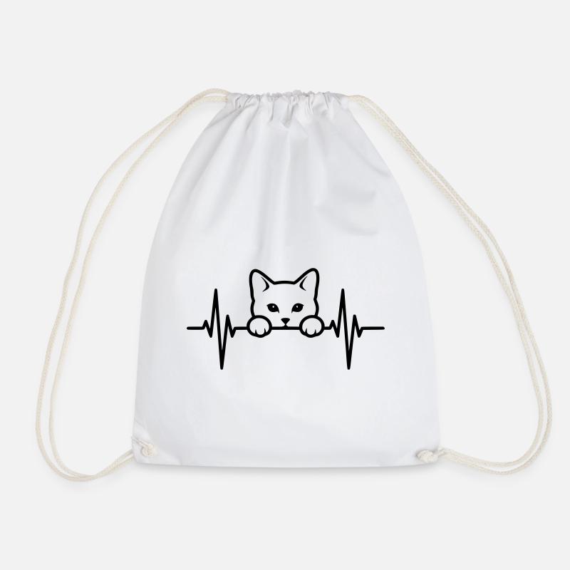 Katze Herzschlag – Cat Lover - Turnbeutel - Weiß