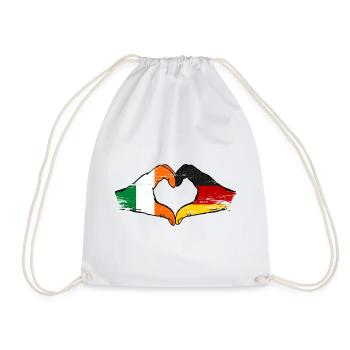 Irland Deutschland Flagge Hände Herzform - Turnbeutel - Weiß - Vorne