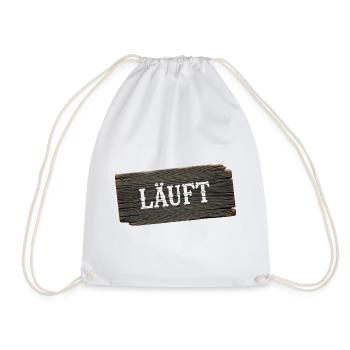 Running – Minimalist Artisan Statement - Drawstring Bag - white - Front