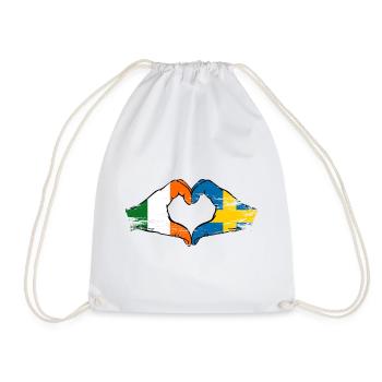 Irland Schweden Flagge Hände Herzform - Turnbeutel - Weiß - Vorne
