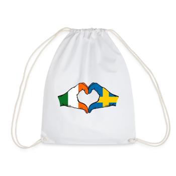 Irland Schweden Flagge Hände Herzform - Turnbeutel - Weiß - Vorne