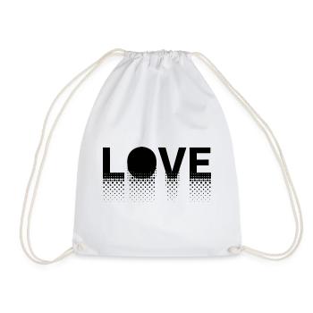 Love in dots on black background - Drawstring Bag - white - Front
