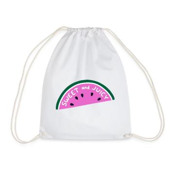 Sweet and Juicy Watermelon Shirt Cute Summer Fruit - Drawstring Bag - white - Front