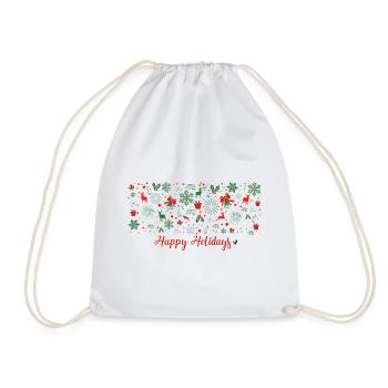 Christmas pattern in green and red color - Drawstring Bag - white - Front