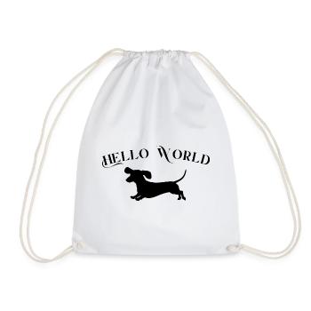Hello World mit Dackel - Turnbeutel - Weiß - Vorne