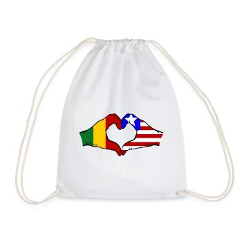Mali_Liberia_Flagge_Haende_Herzform - Drawstring Bag - white - Front