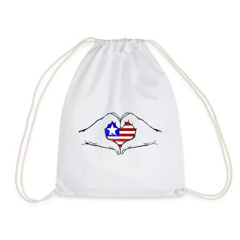 Liberia_Flagge_Hände_Herzform_used - Turnbeutel - Weiß - Vorne