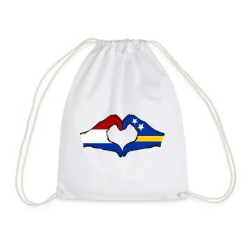 Holland Curacao Flagge Hände Herzform used - Turnbeutel - Weiß - Vorne