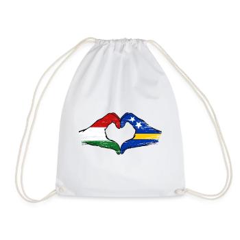 Hungary Curaçao Flag Hands Heart Shape Used - Drawstring Bag - white - Front