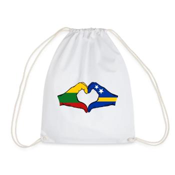 Drapeau de Lituanie Curaçao Mains en forme de cœur - Sac de sport léger - blanc - Devant