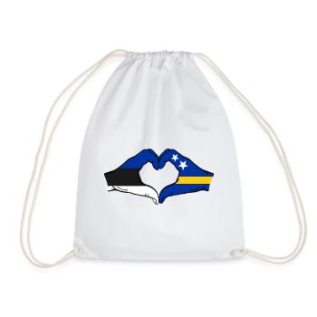 Estonia Curacao Flag Hands Heart Shape - Drawstring Bag - white - Front