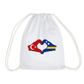 Türkei Curacao Flagge Hände Herzform - Turnbeutel - Weiß - Vorne