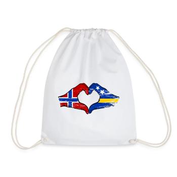 Norway Curacao flag hands heart shape used - Drawstring Bag - white - Front